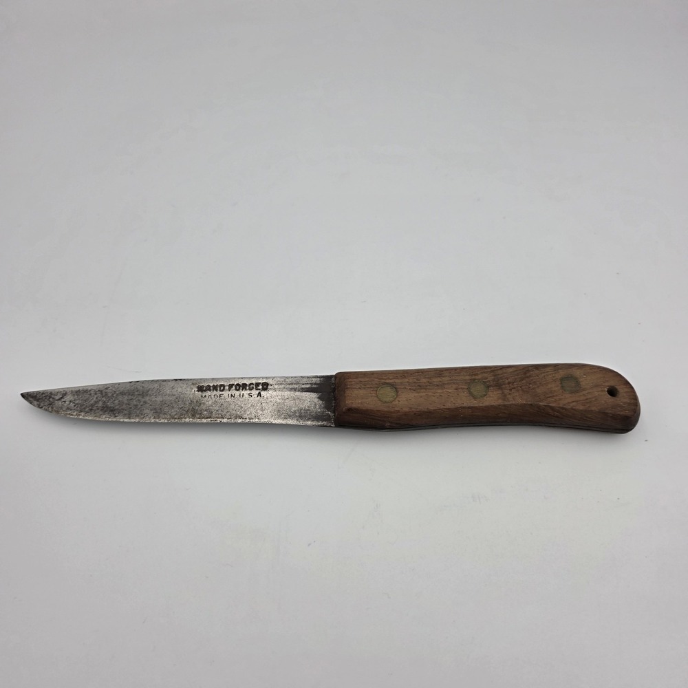 Vtg Hand Forged Knife  5" Carbon Steel Blade & 4.75" Wood Handle‎ Made USA